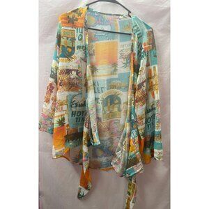 Cato Women's 18/20W Plus Size Hawaiian Them Color full Sheer Summer Wrap